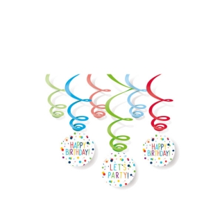 Spirály Rainbow Confetti 80 cm - 6 ks
